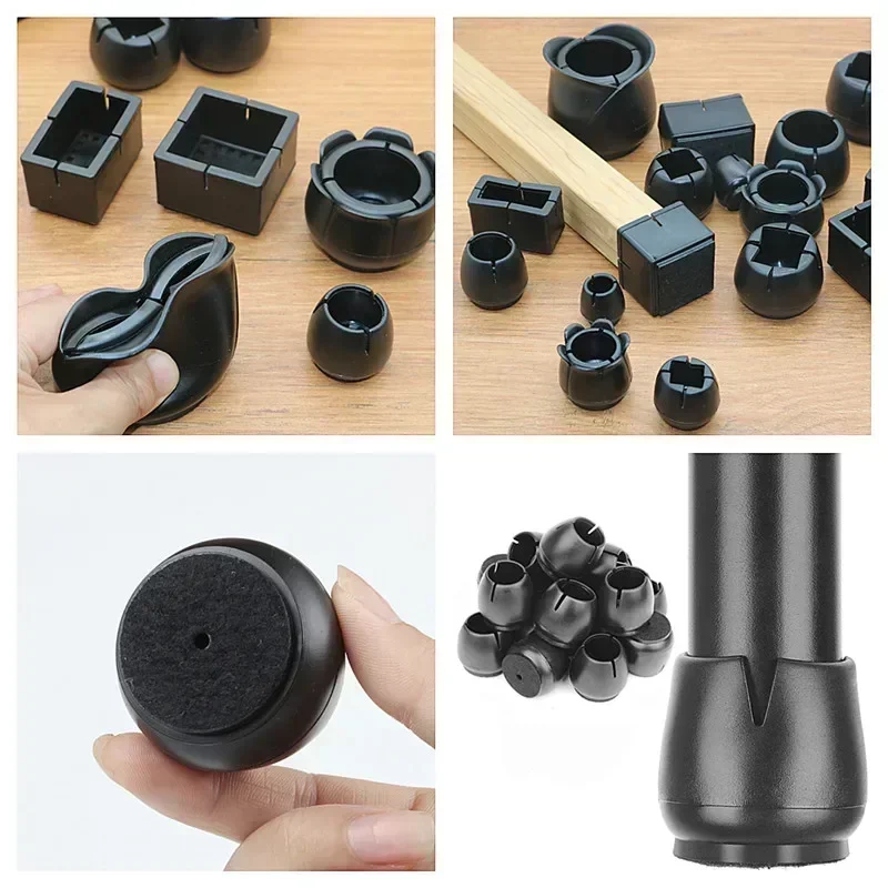 16pcs black furniture legs Feet Pad Silicon Floor Protector For Decor chair leg caps Anti-slip Table Leg wood Floor Protection