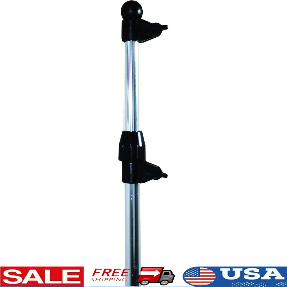

Telescoping Flag Pole with Manual Focus Reflex Lens Two-Prong Stern Light Base Mount Enhanced Visibility Ideal Outdoor