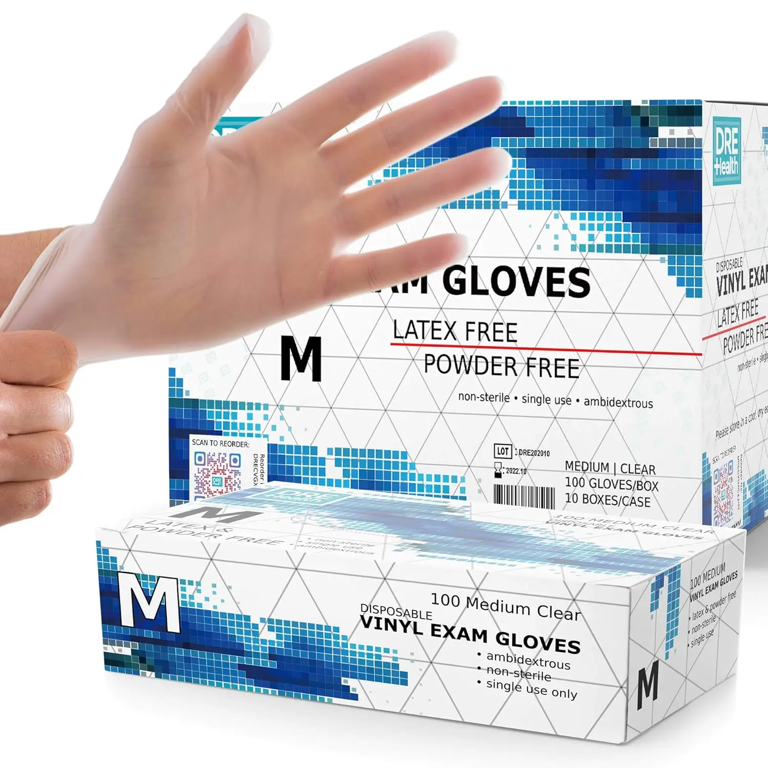Powder Free Disposable Gloves Medium, 1000 Count - 4 Mil Clear Vinyl, Extra Strong & Latex Free for Food Safe Use