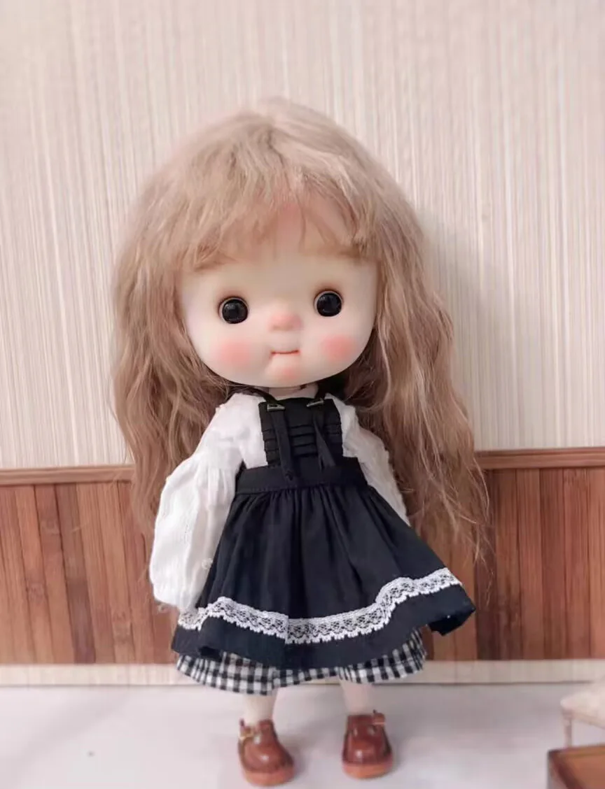 2025 3pcs Blythe Black apron/White top/ Plaid skirt 1/6 30cm(Fit for azone,Pullip,Ob22/24/26, Licca)