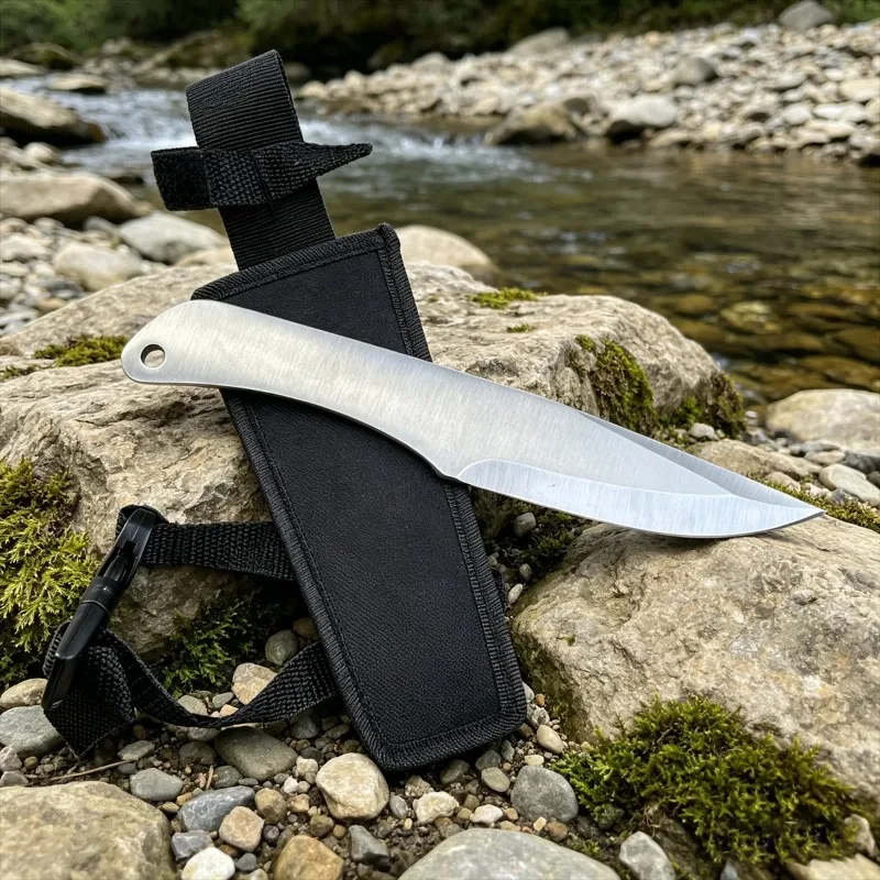 8.8oz 1PC Heavyweight Non-Sharpened Knife Dull Edge Fixed Blade Pocket Knife with sheath