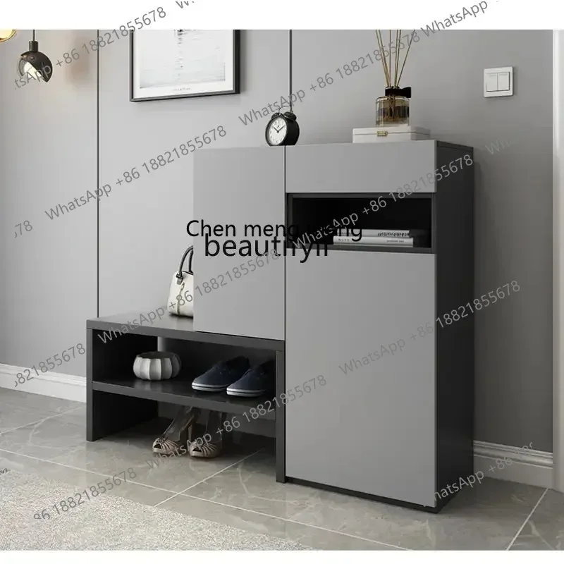 

ss 8617 Home Doorway Ultra-Thin Shoe Cabinet Shoe Changing Stool Integrated High Shoe Rack Sitting Hallway Cabinet