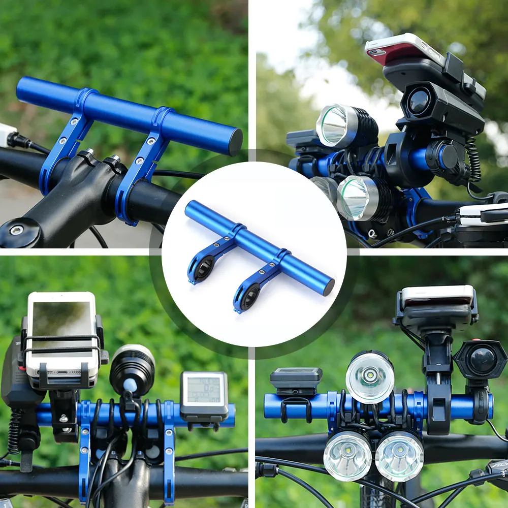 30cm Aluminum Alloy Bicycle Handlebar Extender Mountain Bike Front Light Bracket Lamp Flashlight Mount Bar Computer Holder