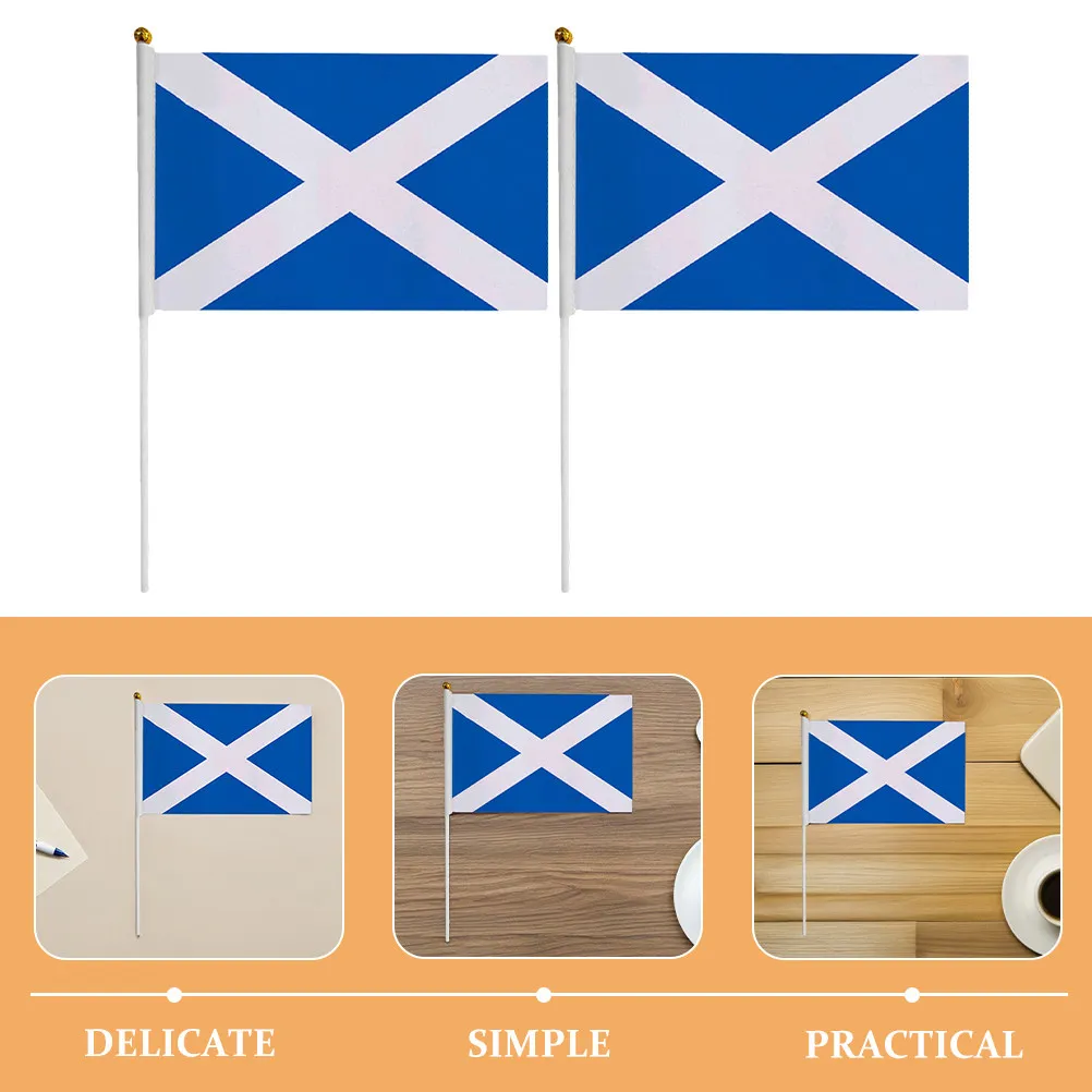 40Pcs Scottish Handheld Stick Flags Mini Waving National Flags for Sports Parties Festivals Scotland Celebration Patriotic Decor
