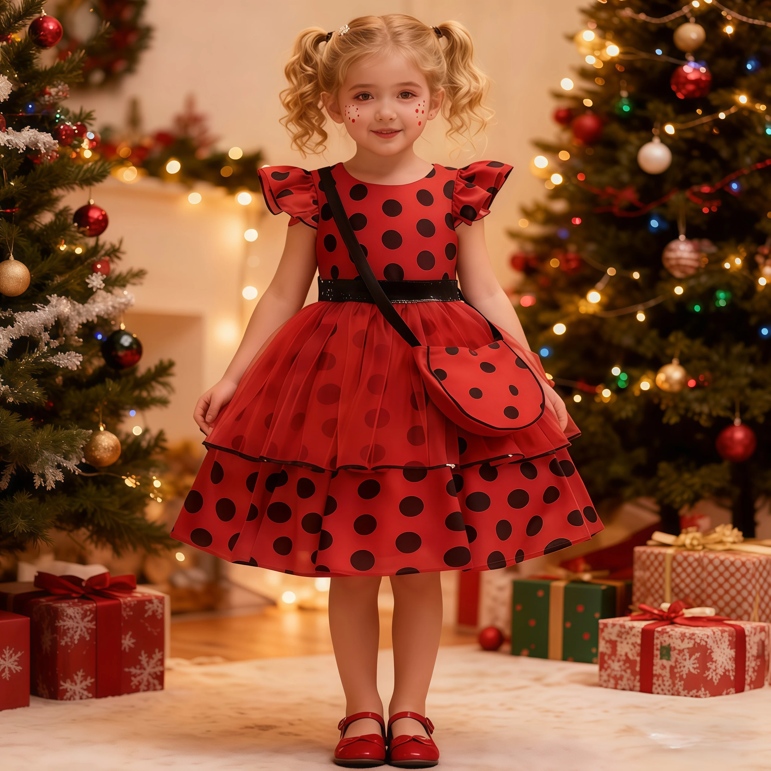 Girls Christmas Party Costume Red Polka Dot Princess Dresses For Children Halloween Carnival Party Birthday Xmas New Year Gown