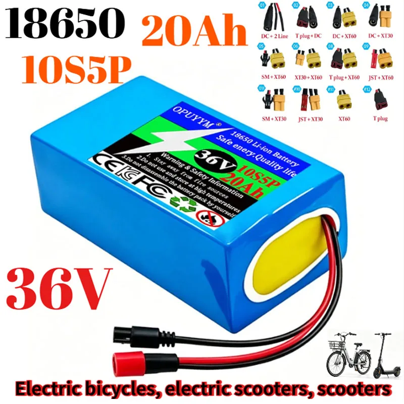 New 18650 10S5P 36V 20Ah Large Capacity Power Lithium-ion Battery Pack 1000W Engine Original High Power Built-in BMS Protection