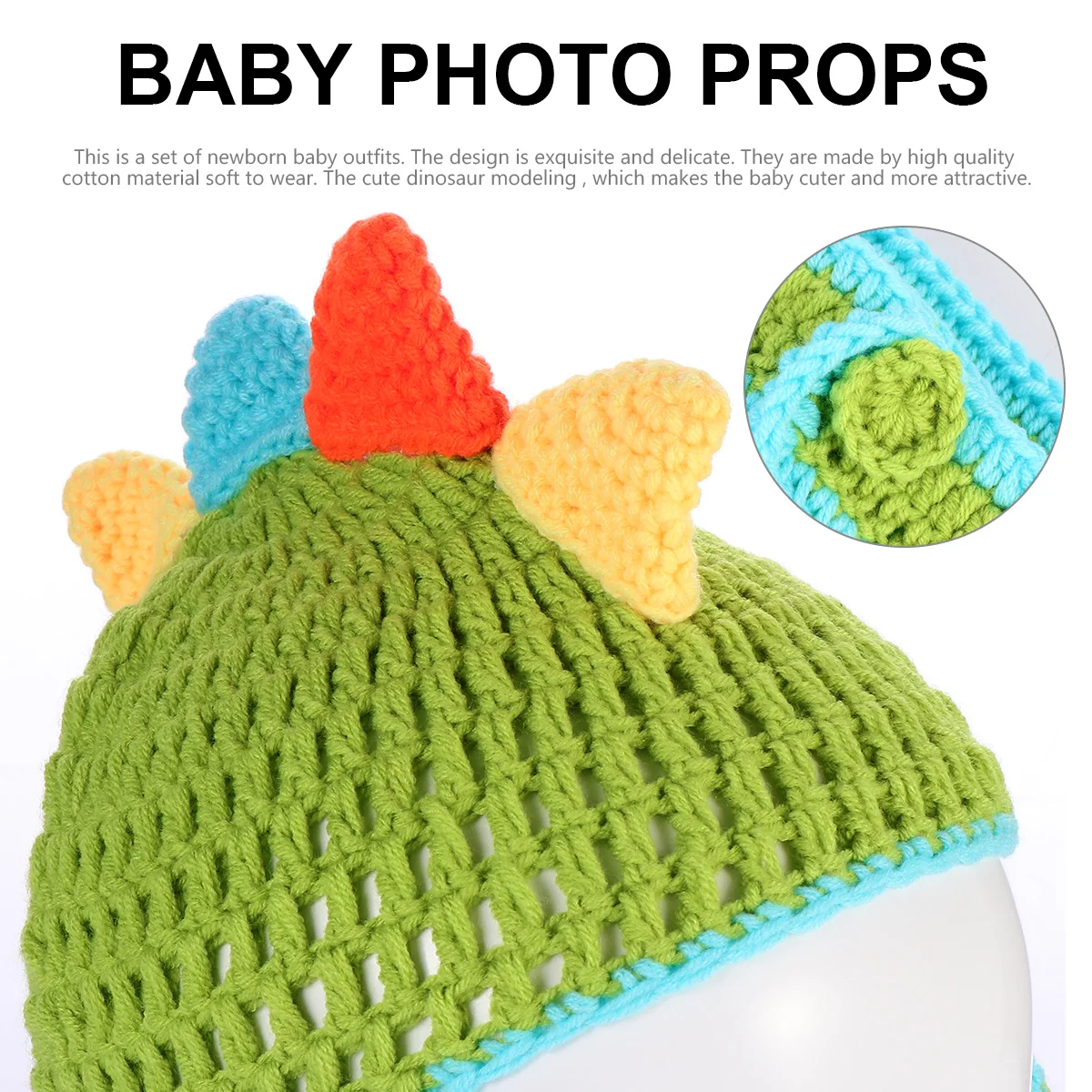 

1set 1Set Modeling Knitted Outfits Newborn Photo Props Cotton Hat Shorts Set Infant Dinosaur Shaped Apparel Baby Knitting Cloth