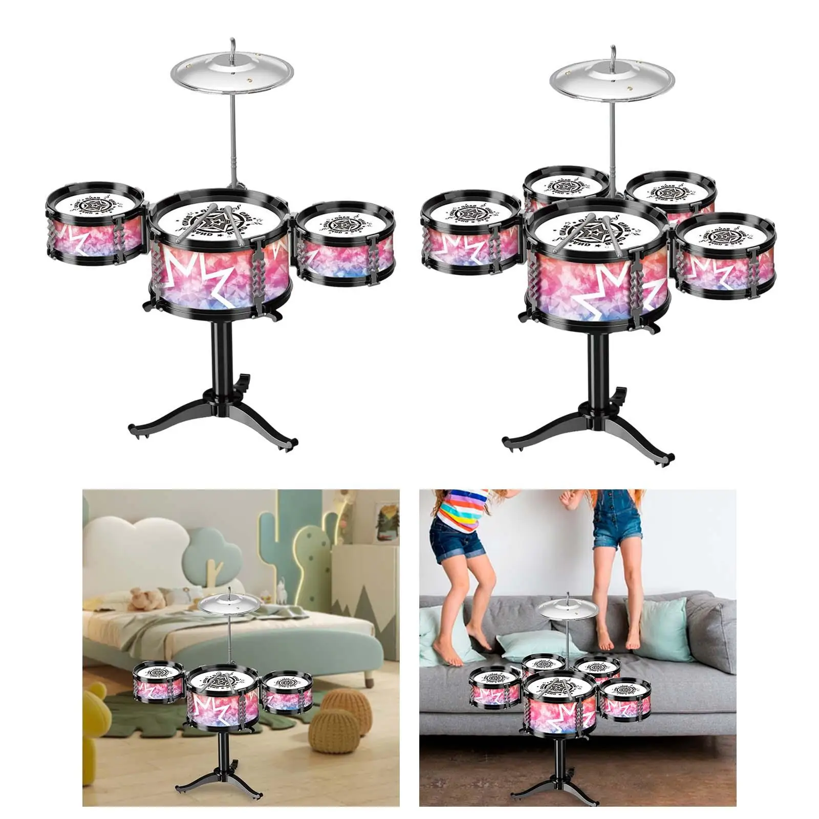 Jazzdrumset voor kinderen Muziekverlichting Vroeg leren Jazzdrumkits voor kinderen Muziekspeelgoed voor kinderen Verjaardagscadeau Partijen Jongens Meisjes