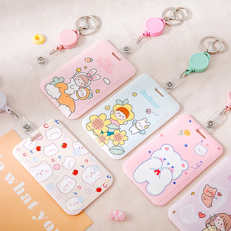 1pc Cute Cartoon ID Card Holder Women Men Business Credit Card Holder Bank  Holder Kid Student Bus Card Cover Case para majores