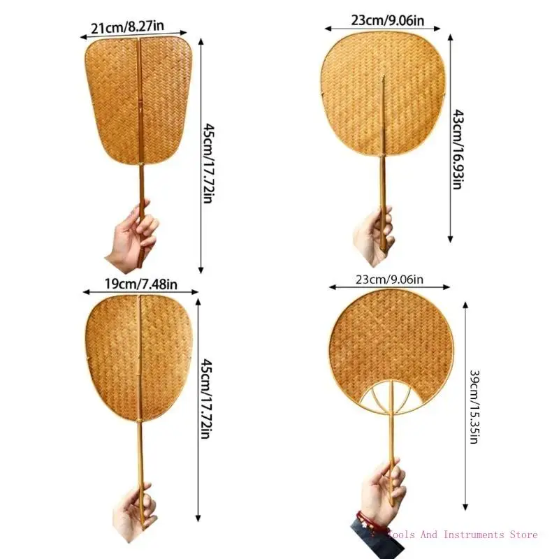 Traditional Chinese Styles Bamboos Fan Braiding Woven Hand Fan Cooling Paddles C7AC