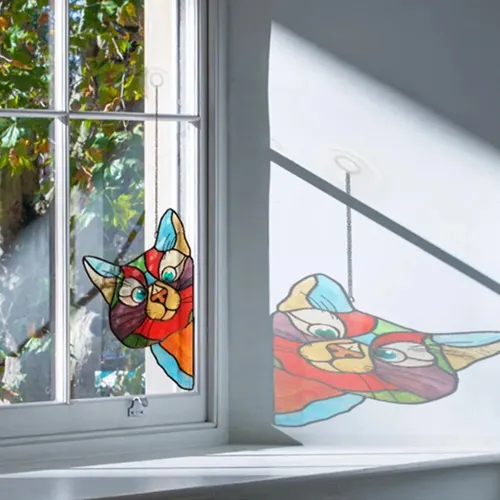 반려동물 만화 프리폼 스티커, 인테리어 창 측면 장식, 빛나는 빛 반사, 1PC 