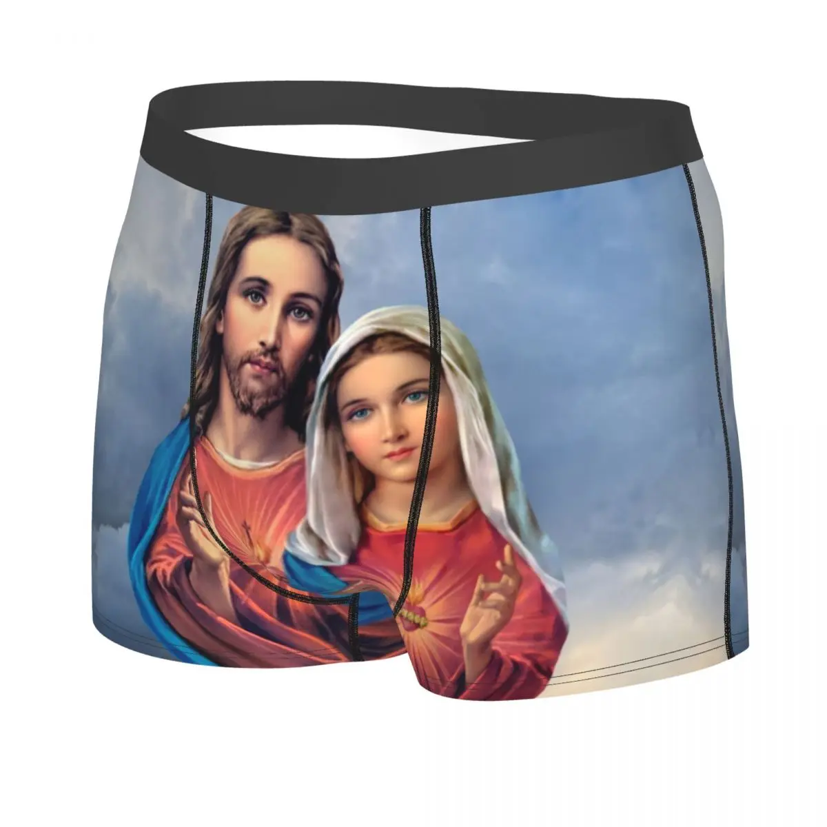 Custom Sacred And Immaculate Hearts Boxers Shorts Men Catholic Jesus and Mary Briefs Underwear Novelty Underpants