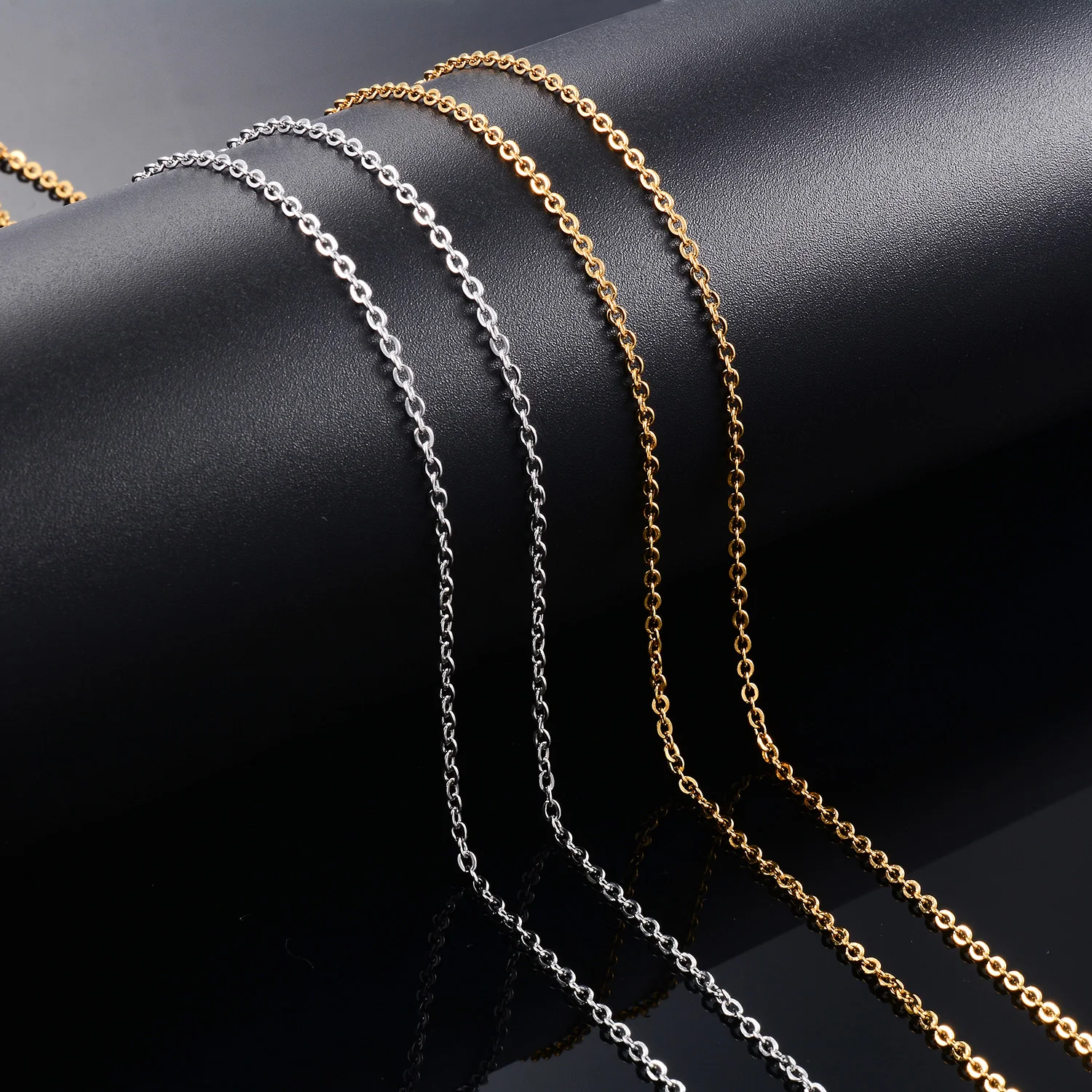 5 Stück/Set Klassische Edelstahl-Kabel-Rolo-Halskette Großhandel Metall-O-Kette Schmuckzubehör für Damen und Herren – Detail 5
