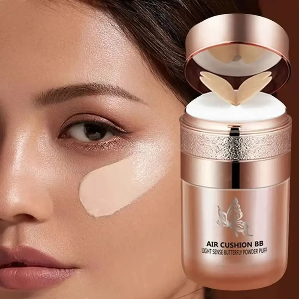 Whitening Butterfly Cushion BB Cream Oil-control Natural Finish Moisturizing Foundation Concealer CC Cream Butterfly Powder Puff