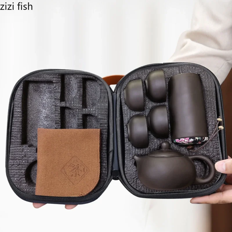 Portable Purple Clay Travel Tea Set 4