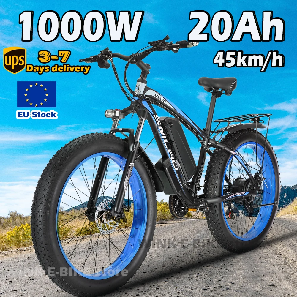 

Electric Bike for Adults 26'' Fat Tire Mountain Ebike with 1000W Motor and 48V 20Ah Battery Men E-Bike 21 Speed E Bikes for Men