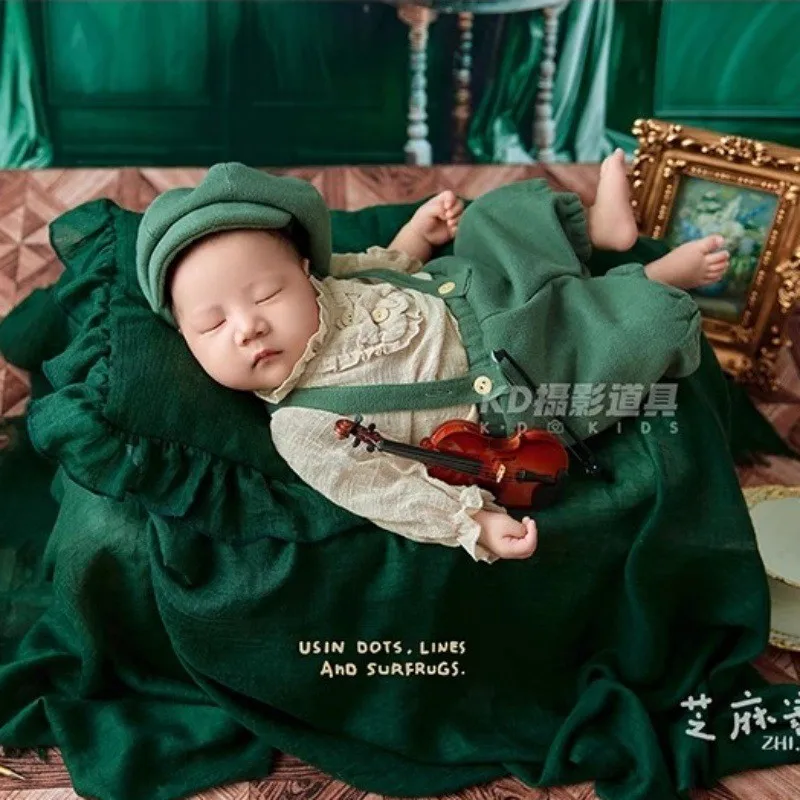 ❤️Newborn Photography Clothing Hat+Top+Overalls 3Pcs/Set Baby Boy Photo Props Accessories Studio Shoot Clothes Outfits