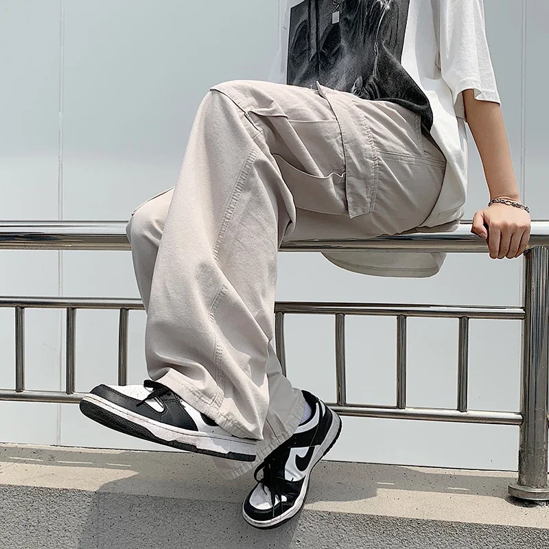 

Y2k Streetwear Hip Hop Cargo Pants 2023 Korean Fashions Harajuku Sweatpants Overalls Black Low Waist Stacked Pants