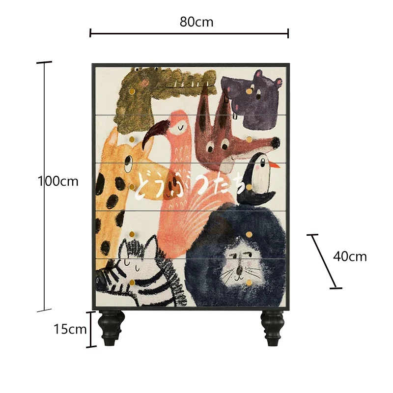 TAOSolid wood objects painted five buckets and six drawers cartoon zoo living room sofa bed French antique style