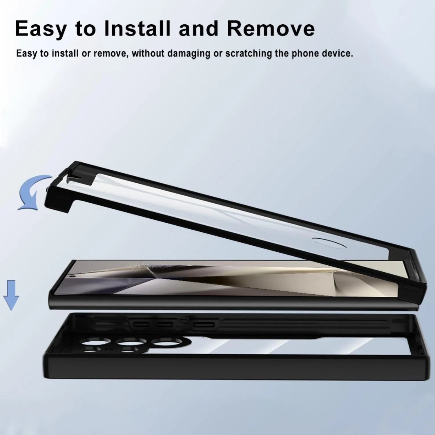 360° Shockproof Phone Case for Samsung Galaxy S25 Ultra Built-in Screen Protector Transparent Back Anti-Drop Bumper Cover