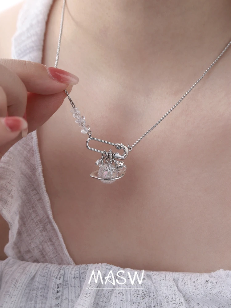 MASW Original Design Sweet Korean Temperament Planet Necklace For Women 2026 Trend New Trendy Jewelry  Hot Sale Fine Accessories