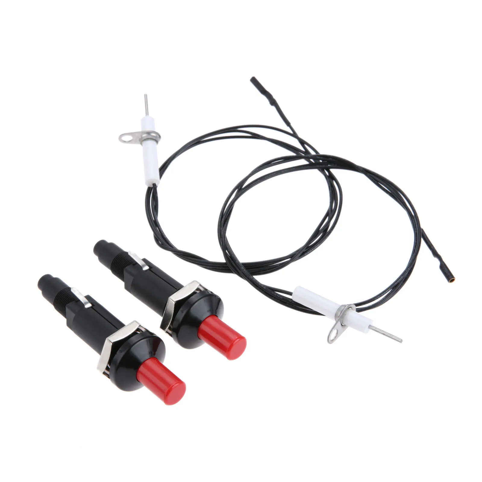 2 Sets Piezo Spark Ignition Set Push Button Igniter with Electrode and 1 Meter Wire for Gas Fireplace Oven Heater Kitchen Stove