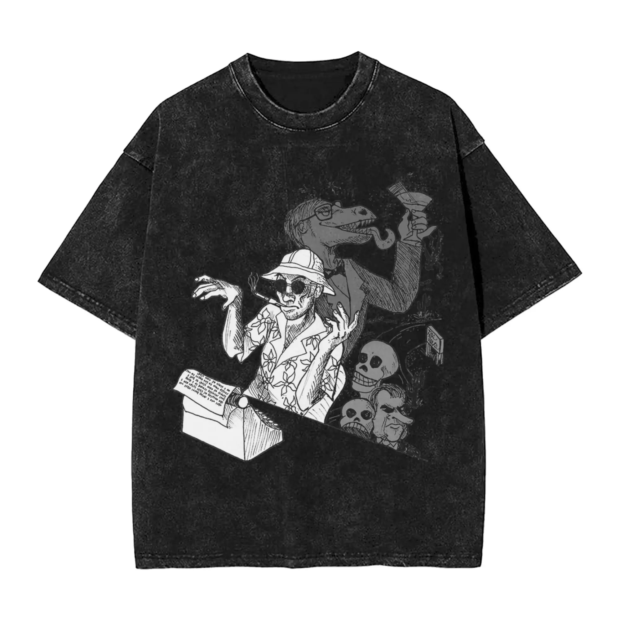 Vintage Washed T-Shirt Fear and Loathing in Las Vegas Simple T-Shirts  Novelty Tshirt for Men Summer Awesome Casual Clothing