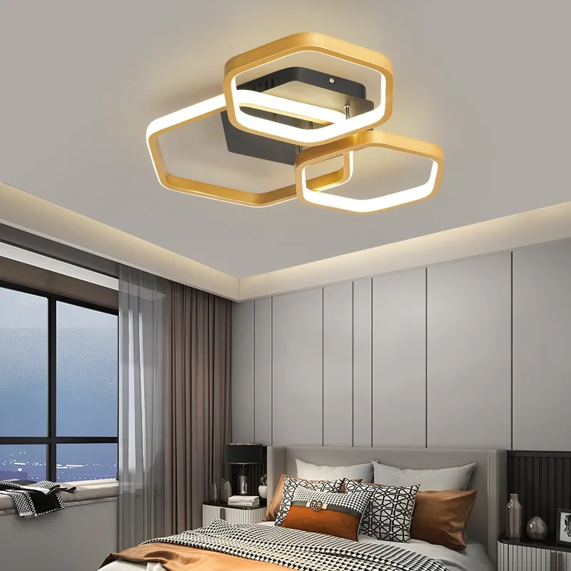 

Classical Polygon Led Ceiling Lights For Bedroom Living Room Study Lighting Color Grey Or White Lamp Dimming With Remote Lustre