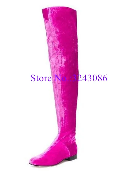 New Velvet Beige Color Woman Flat Long Boots Fashion Round Toe Comfortable Casual Over the Knee Boots Sexy Lady Shoes Dropship