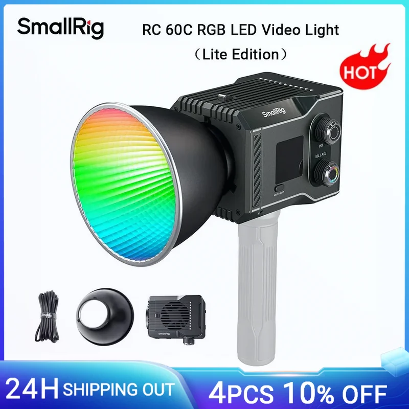 SmallRig RC 60C RGB LED Video Light Wbudowany akumulator z kontrolą APP, 2500K-10000K z regulacją G/M i kolorowym filtrem, edycja Lite