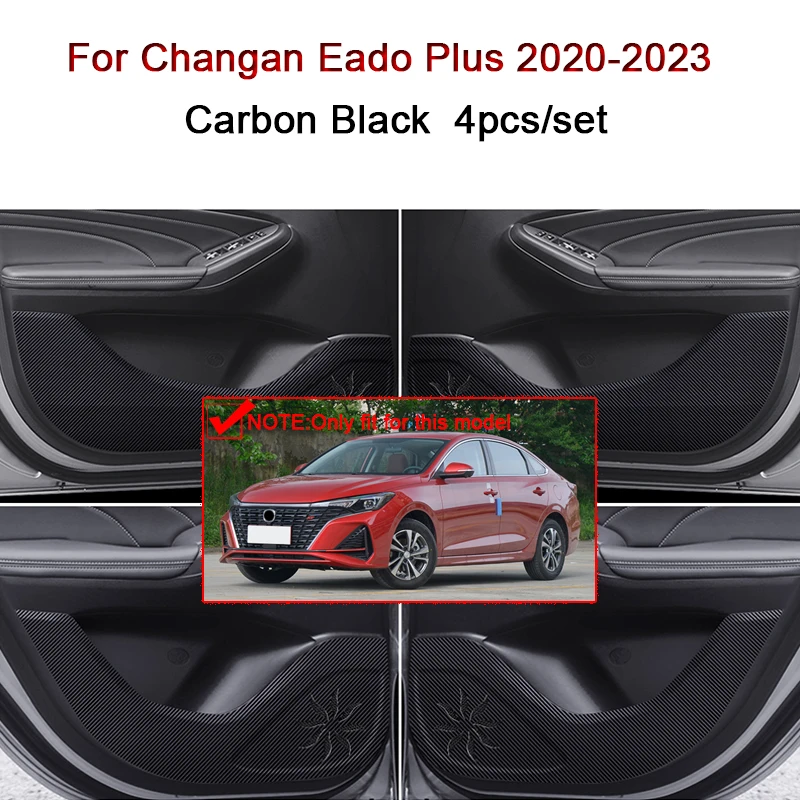 For Changan Eado Plus 2020-2023 Car Door Anti Kick Pad Carbon Fiber Leather Texture Anti Dirt Protective Sticker Auto Accessory