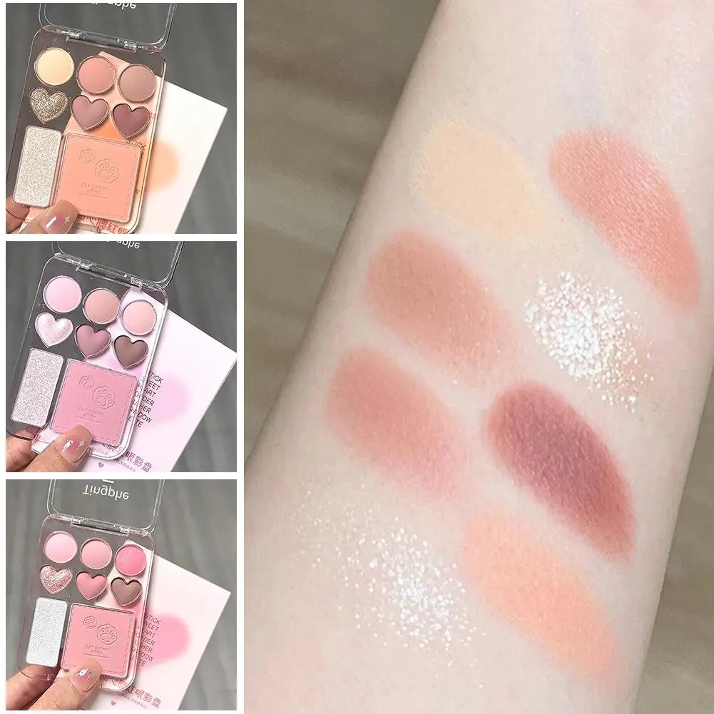 Palette de fards à barrage en forme de cœur pour le visage, fard à joues rose orange, surligneur pour les yeux, cosmétiques éclaircissants durables, 8 documents, M8H8