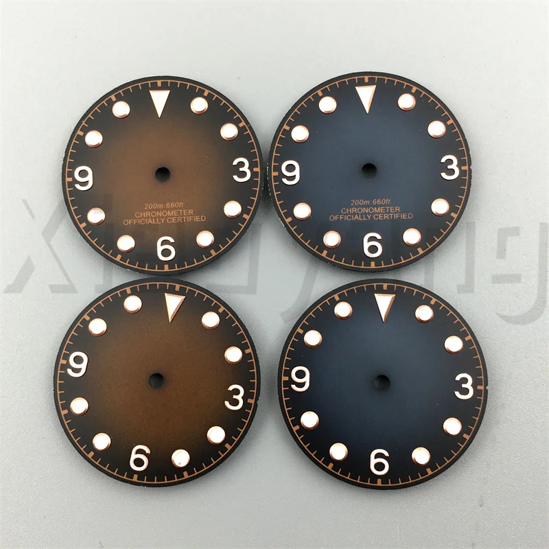 29mm Dark Blue Brown Watch Dial C3 Green Luminous Fit For NH35 NH36 NH37NH38 NH39 ETA2824 2836 MIYOTA8215 DG2813 PT5000 Movement