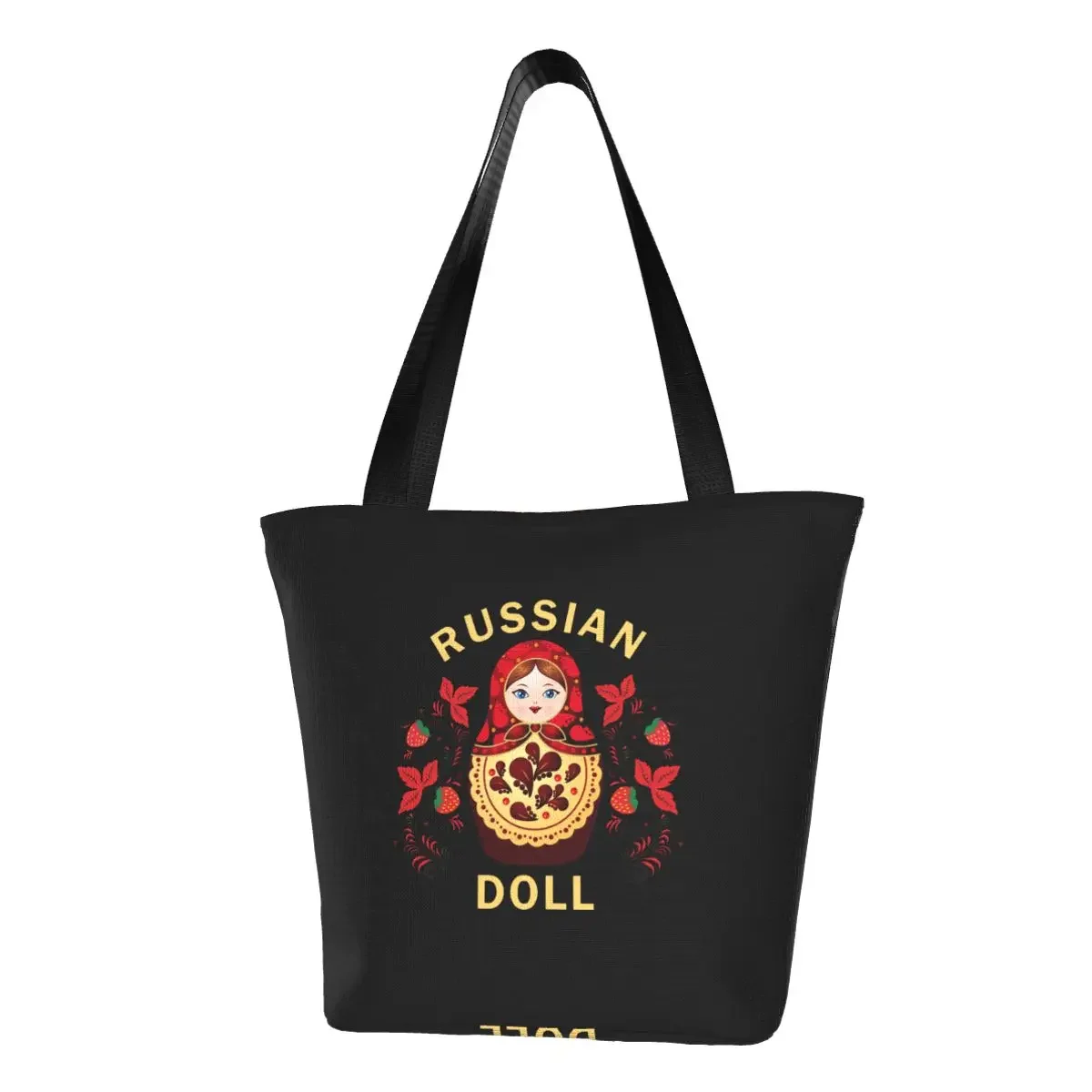 Babushka Matryoshka Russian Doll Grocery Shopping Bag Fashion Printing Canvas Shopper Tote Shoulder Bags Large Capacity Handbag