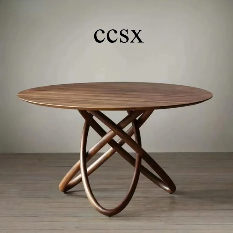 minimalist round dining table black walnut log casual small round table solid wood dining table