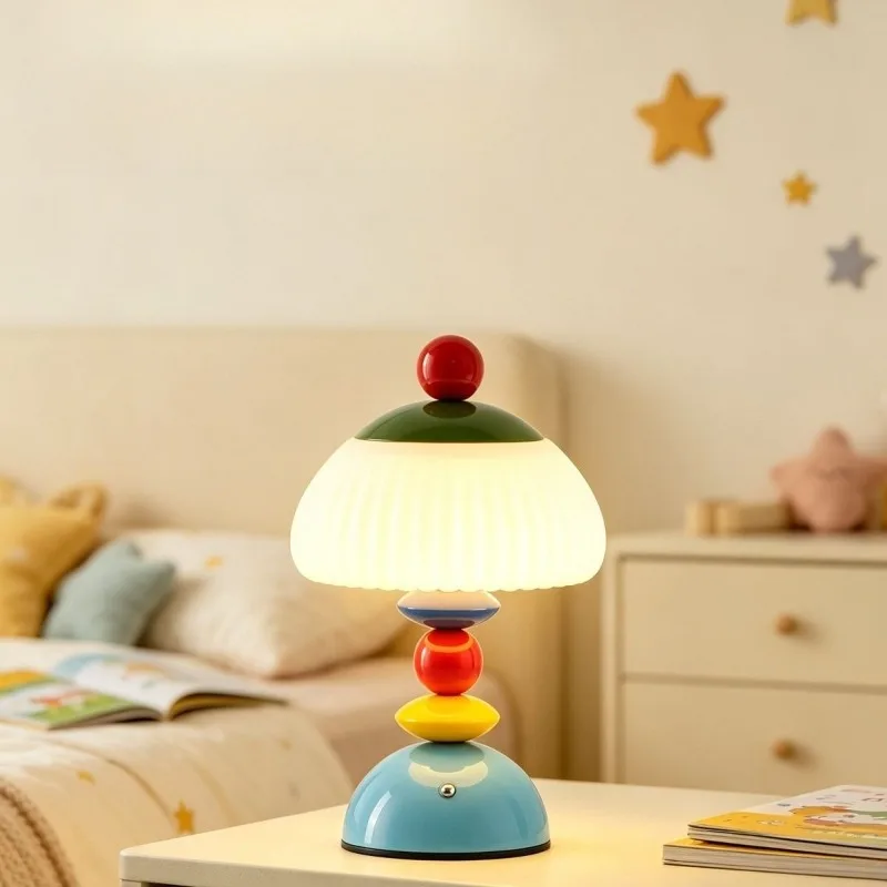 Minimalist cream wind bedside small table lamp warm bedroom wall lamp creative star children's room eye protection bedside lamp