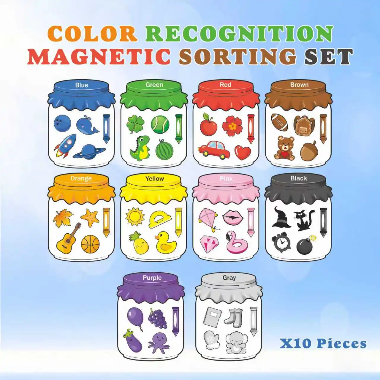 10pcs Candy Bottle Multi-color Educational Magnet, Learning Color Sorting Magnet Color Cognition Education, Classroom Teaching