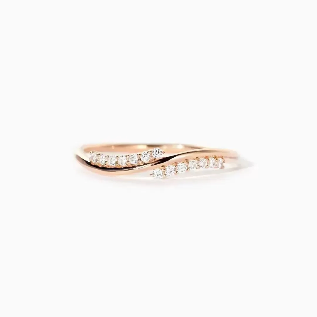 

Withered S925 Pure Silver Personalized Wavy Diamond Ring For Women Simple And Fashionable Food Ring