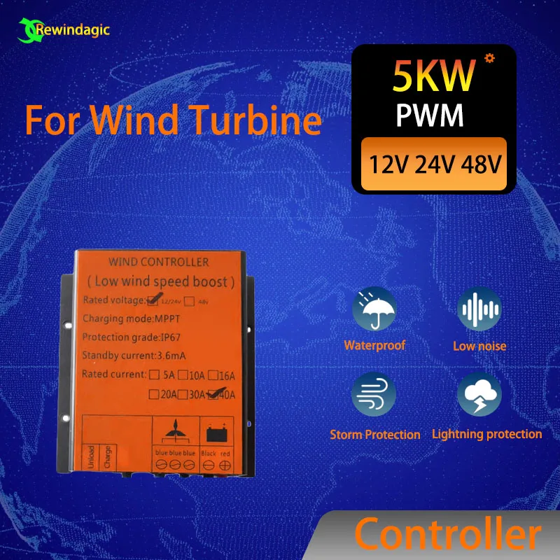 100W-1000W MPPT Wind Charge Discharge Booster Controller Auto 12V 24V AC DC Regulator IP68 For Wind Turbine Generator