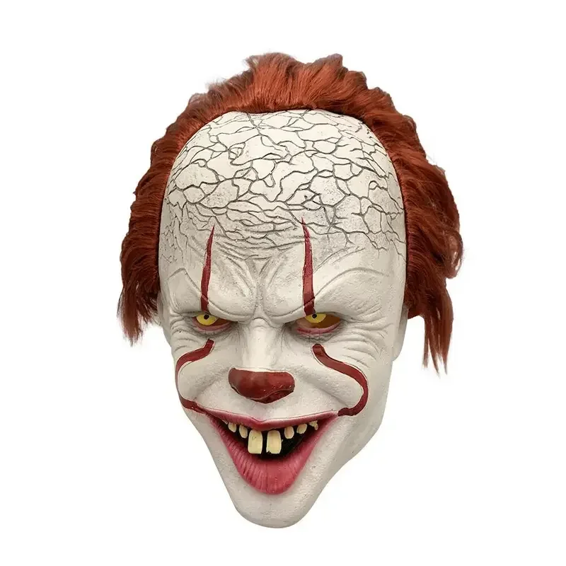 Horror Joker Mask Cosplay Scary Creepy Clown Latex Helmet Halloween Carnival Dress Up Party Costume Props one size