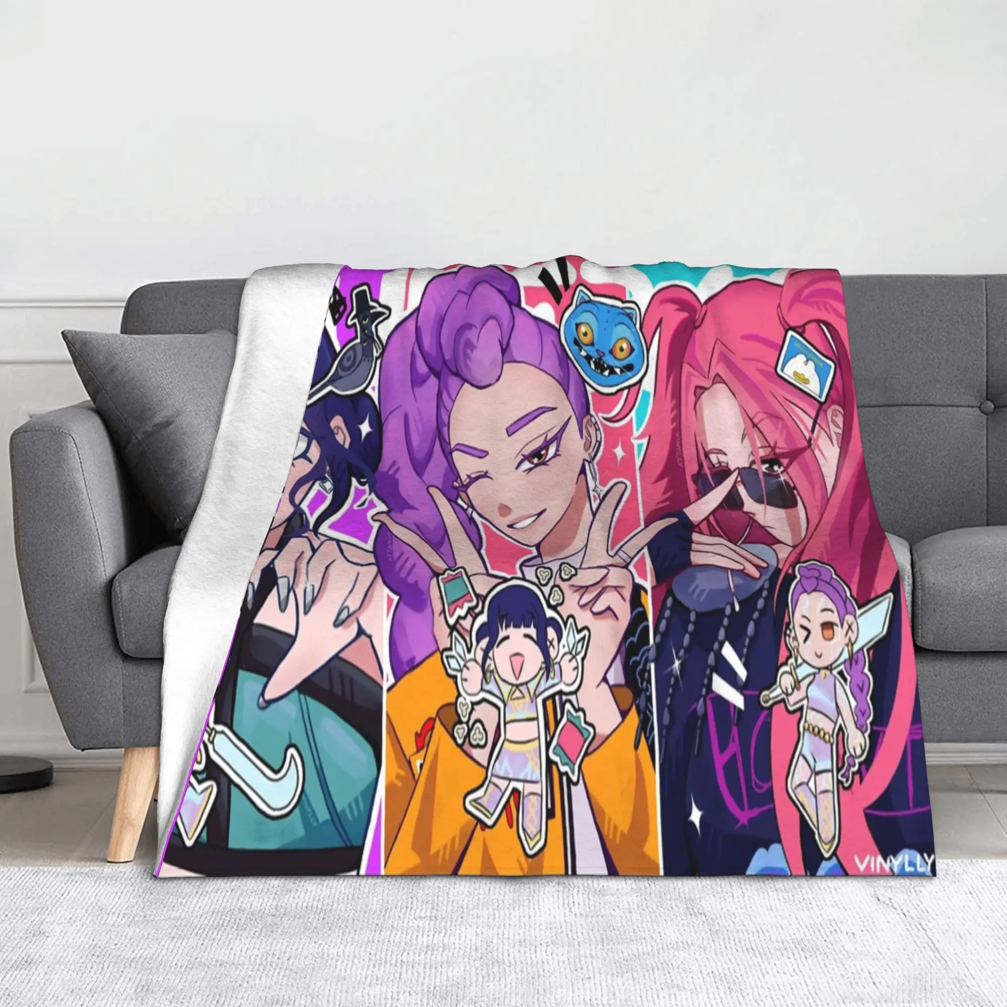

HUNTRIX Fleece Throw Blankets Kpop Demon Hunters Blanket for Home Office Super Warm Bedspread