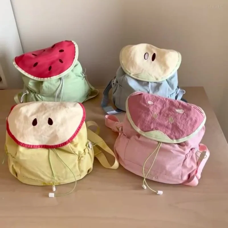 Small niche design backpack, fruit college style girl's personality, simple and large capacity student backpack