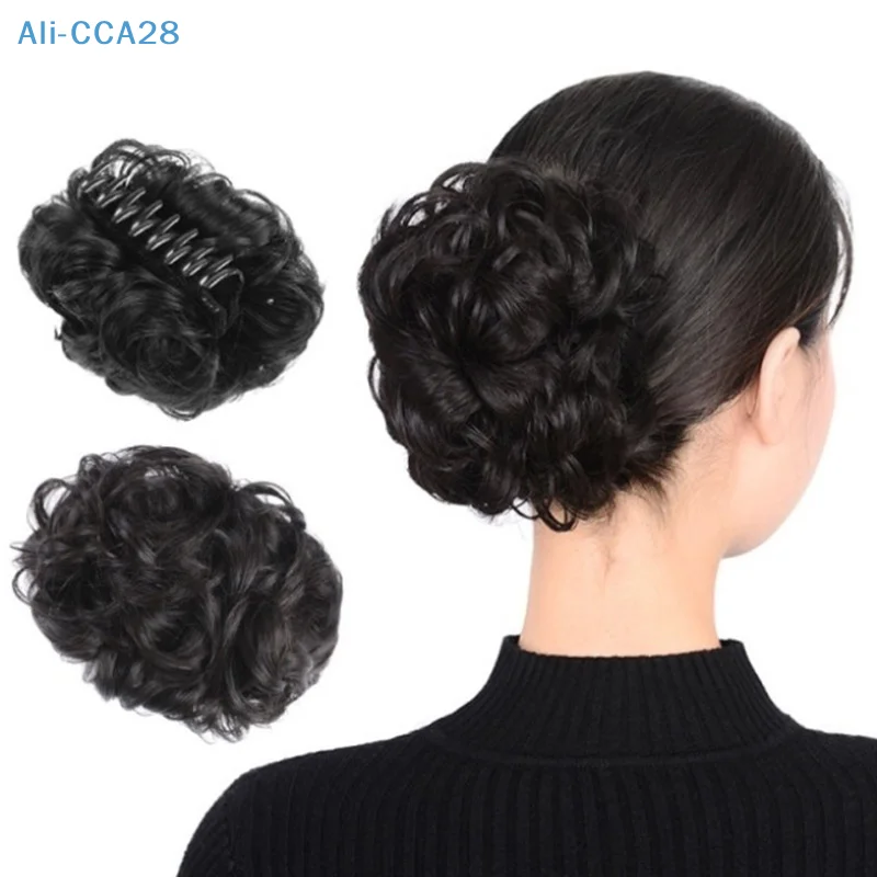 Synthetic Hair Bun Chignon Curly Gripping Clip Hairpin Elastic Scrunchy False Hair Pieces For Women Hairpins