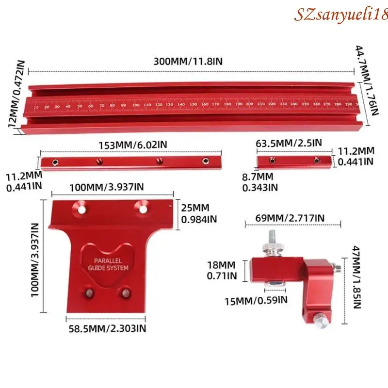 94PC 0-1200mm Woodworking Parallel Guide System Alloy T-track for Circular