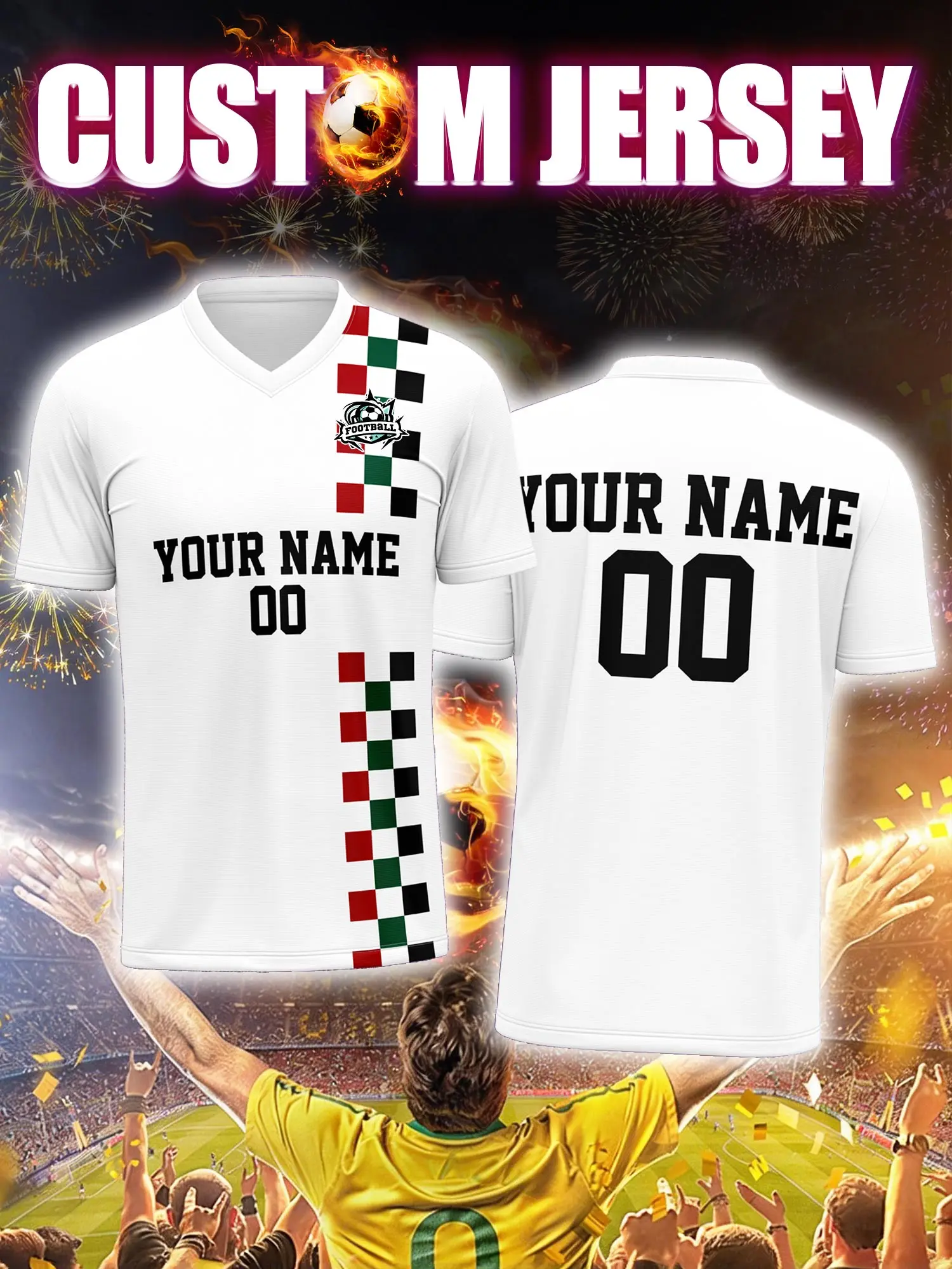 

Спортивная футболка с V-образным вырезом для взрослых и детей, с индивидуальным именем и номером, быстросохнущая, модная, с сублимационной печатью, 2026