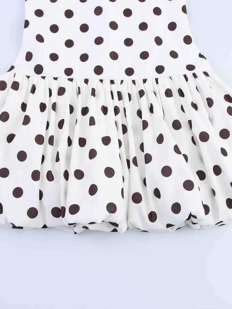 Robe à bretelles polyvalente pour femmes, mode rapide, style européen et américain, imprimé à pois, version ballon