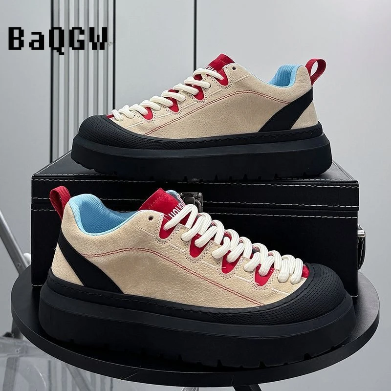 

Designer New Casual Shoes for Men 2025 Retro Luxury Leather Shoes Fashion Breathable Chunky Sneakers Handmade Platform