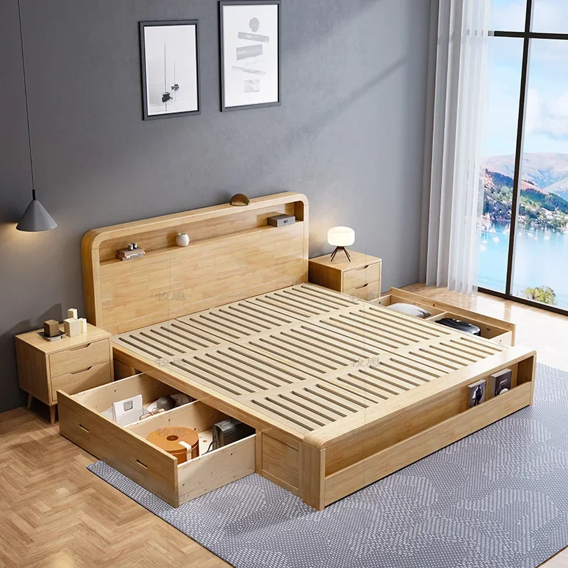 

For Double Children Bed High Quality Nordic Simple Solid Wood Bedroom Furniture