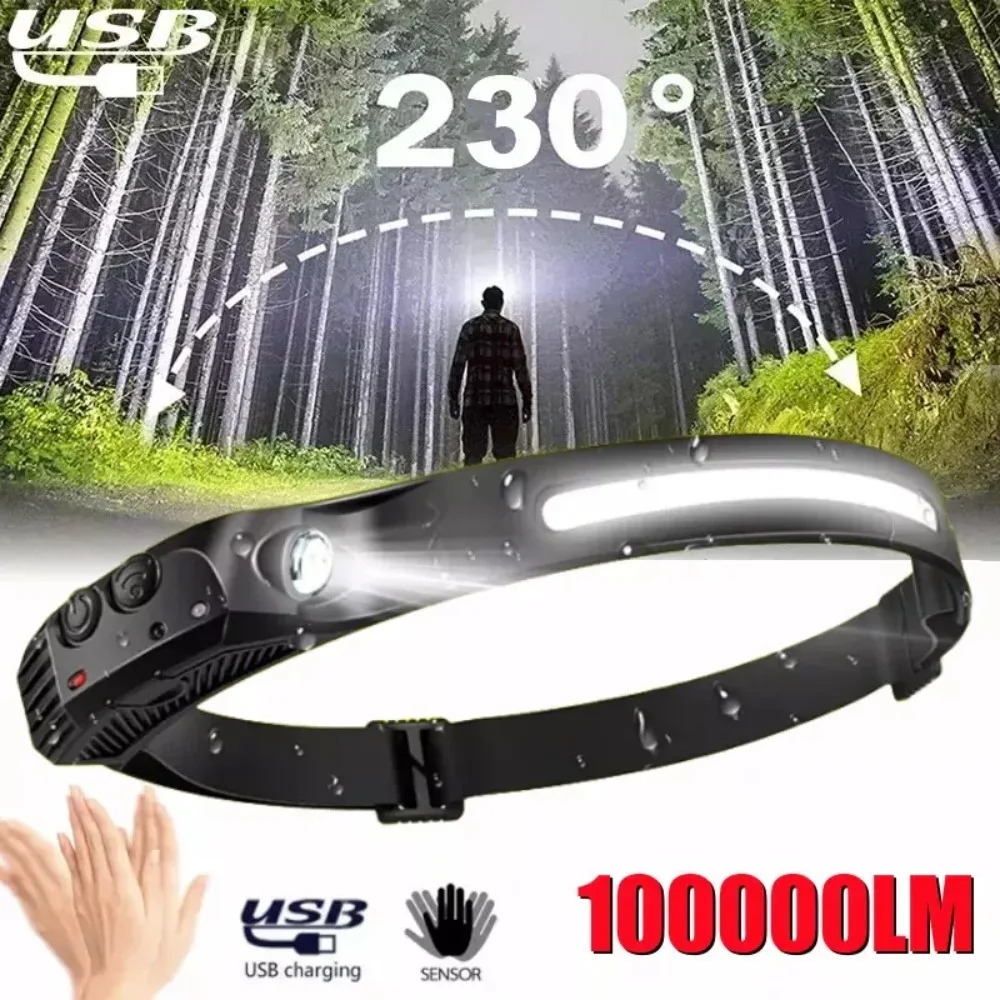 New Othemo 230 Head Light Rechargeable Head-mounted 230° LED Headlamp Flashlight Strong Light Night Fishing Headlight Camping