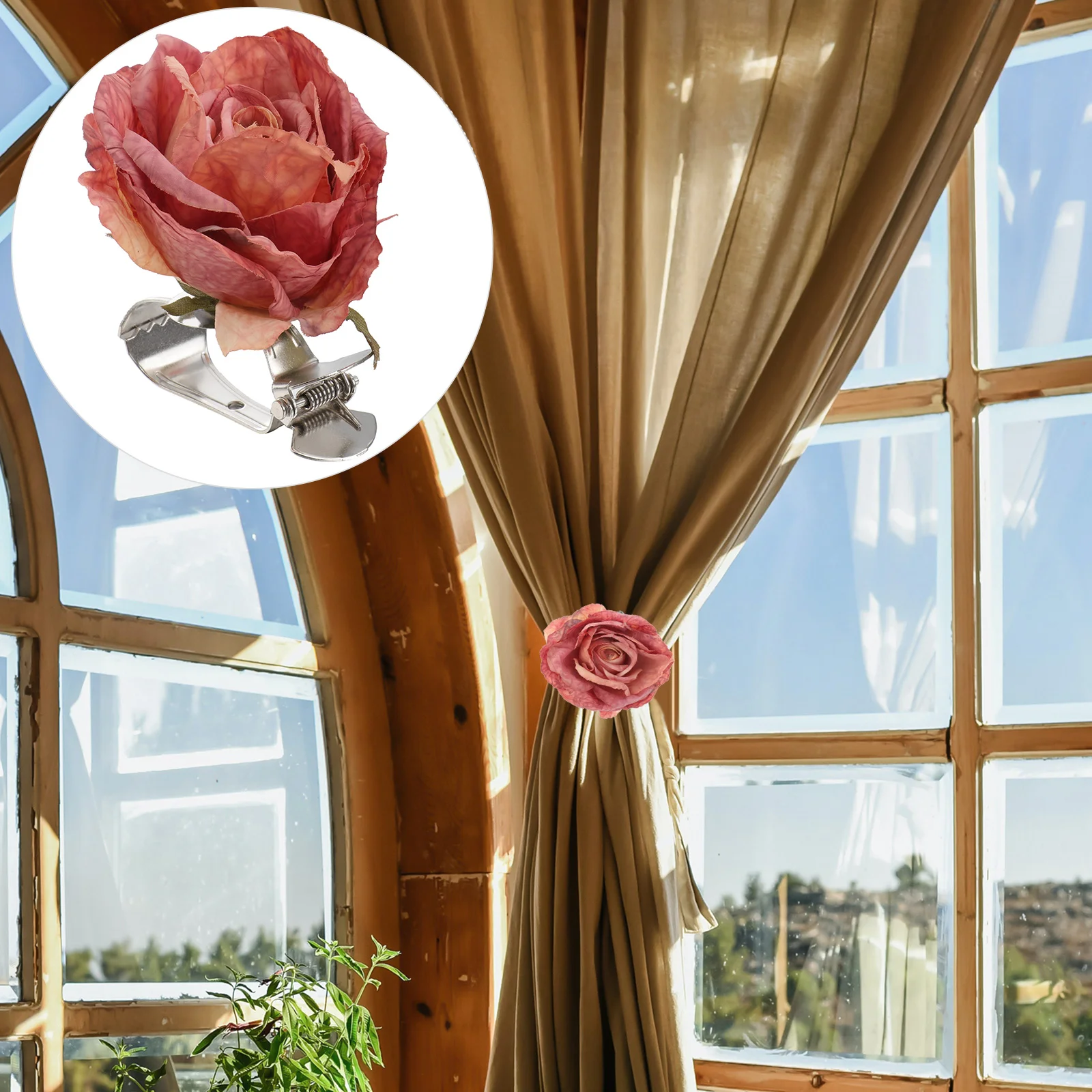 

2 Pcs Curtain Clip Buckle Outdoor Curtains Tie Flower Tiebacks Transparent Shower Window Shade Clamp